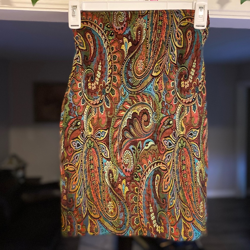 Express Tricot Womens Vintage Artsy Retro Paisley  Italian Art Mini Skirt Size S